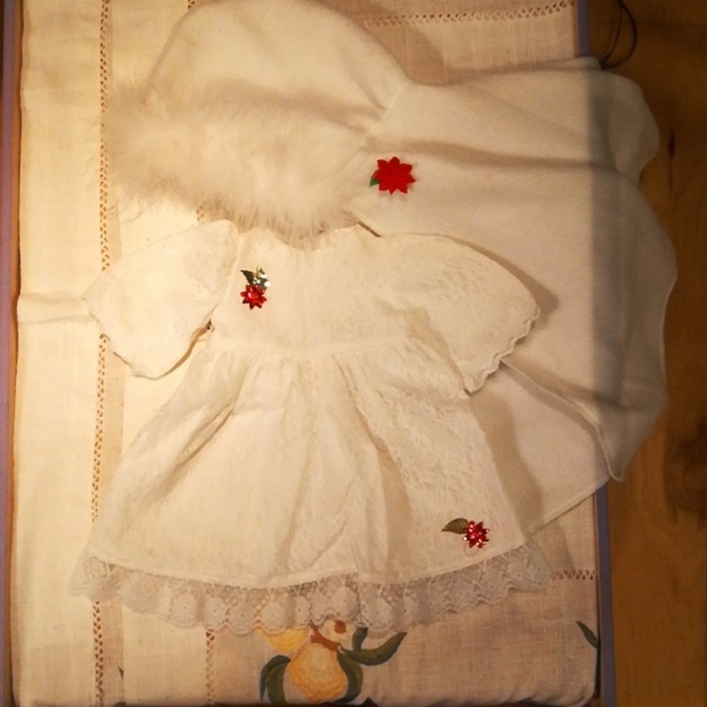 American Girl Doll White Christmas Dress and Cloak